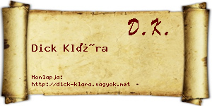 Dick Klára névjegykártya