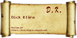 Dick Klára névjegykártya